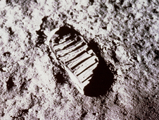 Photo of the first footprint on the Moon's surface.