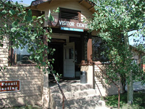 View of front porch of visitor center