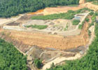 Photograph showing intial stages of buttress construction at Elizabeth Mine, Vermont.