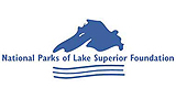 This blue on white logo features a sketch of Lake Superior and the text