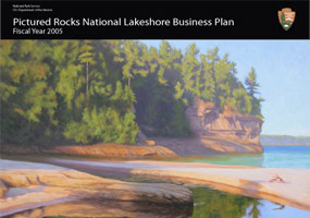 The cover of the Pictured Rocks National Lakeshore Business Plan is a painting of Miners River by Bill Lathrop.