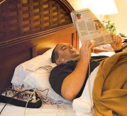 A man taking a sleep study.