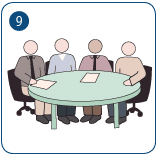 four people at a table having a meeting