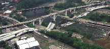 Aerial photo of I-35 bridge collapse