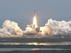 Liftoff of space shuttle Atlantis on the STS-125 mission