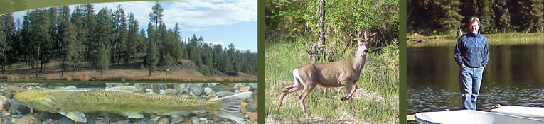 [photos] Bull Prairie Lake, fish, mule deer in velvet, Forest Planning Staff Officer David Hatfield at Jubilee Lake