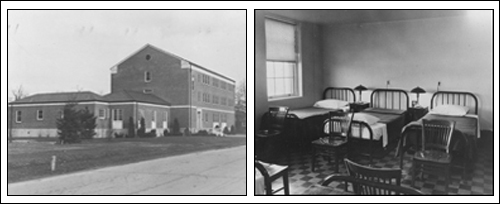 Left: FBI Academy building circa 1940. Right: The dorm rooms at the Academy.