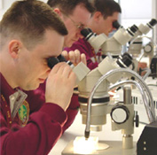 Students at microscope