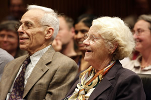 Rodbell’s widow, Barbara, right, and family friend David Klein, M.D.