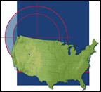 Small USA map, with crosshairs in the background.