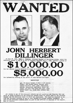 Dillinger wanted poster