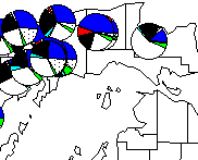 Figure 6-4a Surface Sample Pollen Percentages map