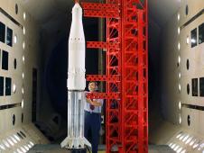 Saturn V model in Langley wind tunnel
