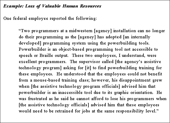 Example: of loss of human resources