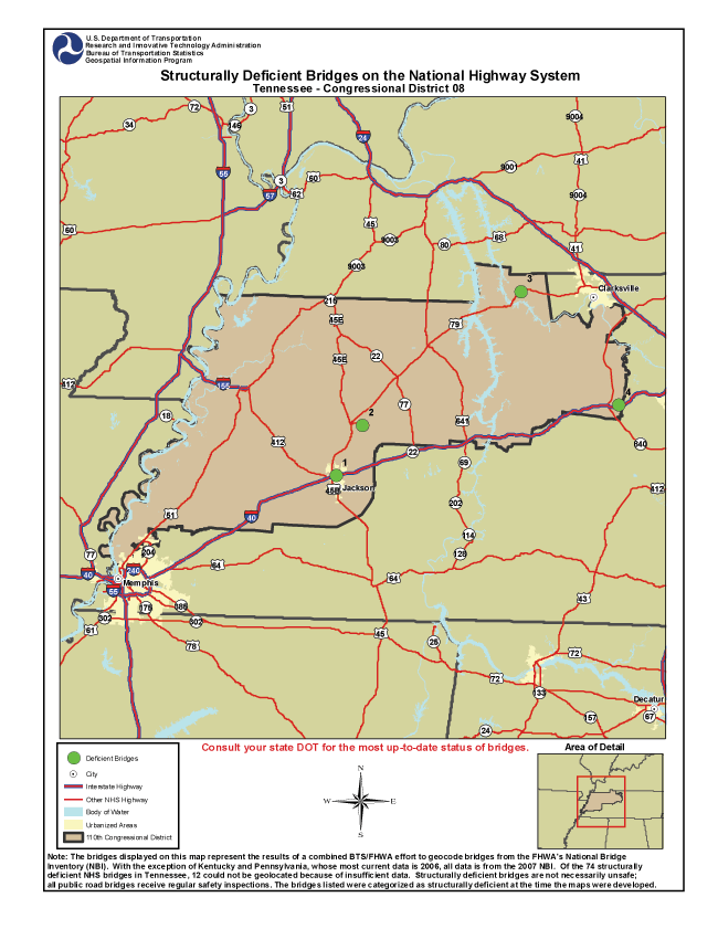 Tennessee (Congressional District 8). If you are a user with disability and cannot view this image, call 800-853-1351 or email answers@bts.gov.