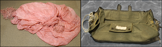 Parachute and parachute bag used by Cooper