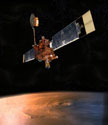 A graphic image that represents the Mars Global Surveyor mission