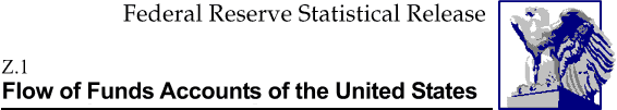 Federal Reserve Statistical Release, Z.1,
 Flow of Funds Accounts of the United States; title with eagle logo links to Statistical Release home page