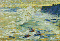 Painting titled "A Wave Breaking on the Shore, Belle Ile"