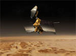 A graphic image that represents the Mars Reconnaissance Orbiter (MRO) mission