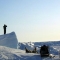 Man stands on ice floe (PolarHusky.com)