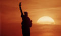 Statue of Liberty and sunset