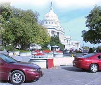 Photo depicting temporary security measures surrounding the Capitol Building