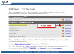 [Image: Screenshot of the Realplayer.com download page]