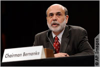 Bernanke testifying at microphone (AP Images)