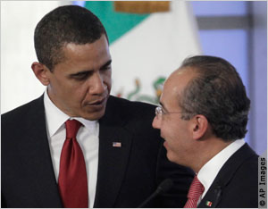 El presidente Barack Obama (izquierda) y el presidente mexicano Calderón