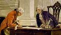 George Washington y Benjamin Franklin firman la Constitución