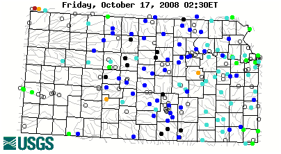 Stream gage levels in Kansas, relative to 30 year average.