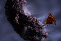 A graphic image that represents the Deep Impact mission
