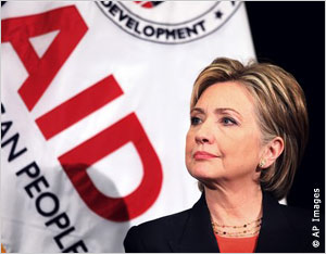 Hillary Clinton au siège de l'USAID le 23 janvier 2009.