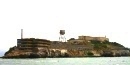 Alcatraz Island with the cellhouse located to the right of the watertower.