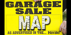 An interactive map showing garage sale locations around Grand Forks.