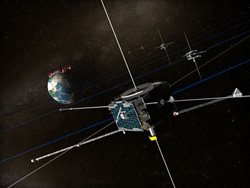 A graphic image that represents the THEMIS mission