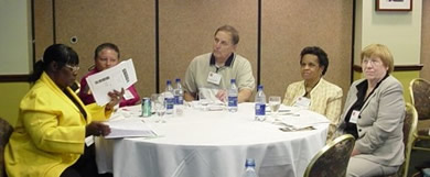 Photo of PAC Representatives, from left to right: 
Earnestine Taylor, Dorothy Jackson, Kent Koopman, 
Lenora McWhorter, and Ann Jones - Copyright Easter Seals