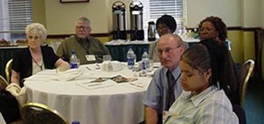 Photo of PAC Representatives: 
Carol Logan, Ray Scroggins, Joyce 
Highsmith, Edna Donaldson, Mario Fiore, Ida King
 - Copyright Easter Seals