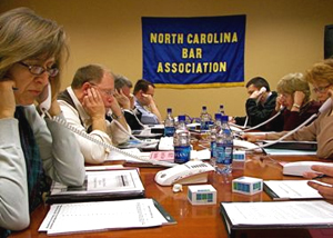 Volunteers provide legal assistance over the phone during the North Carolina Bar Association's Public Service Day.