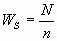 Uppercase w subscript lowercase s equals uppercase n divided by lowercase n where uppercase w subscript lowercase s is the sampling weight for each telephone number in the sample, uppercase n is the total number of telephone numbers in the population and lowercase n is the total number of telephone numbers in the sample.