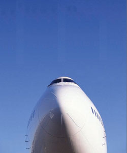 The nose of a airplane.