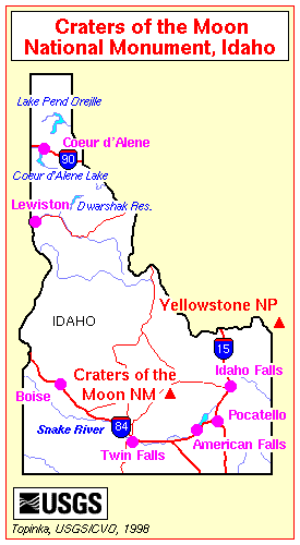 Map, Idaho Volcanoes and Volcanics