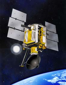 A graphic image that represents the QuikSCAT mission