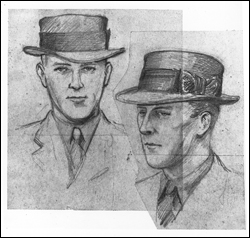 Sketches of "John," who received the Lindbergh kidnap ransom money