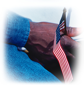 Photo of a hand with a US flag