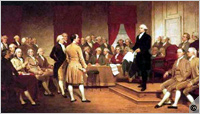 George Washington habla durante la Convención Constitucional de Filadelfia en 1787.