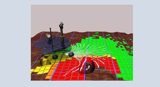 graphic showing Mars Exploration Rover navigation technique