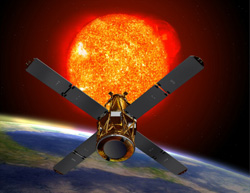 A graphic image that represents the RHESSI  mission