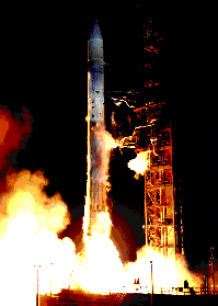 Atlas launch vehicle carrying Pioneer 10 lifts off from Cape Kennedy.